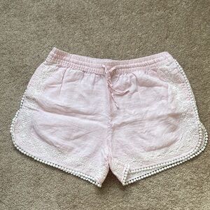 Cynthia Rowley Light Pink Athletic Shorts with Pom Pom Trim
